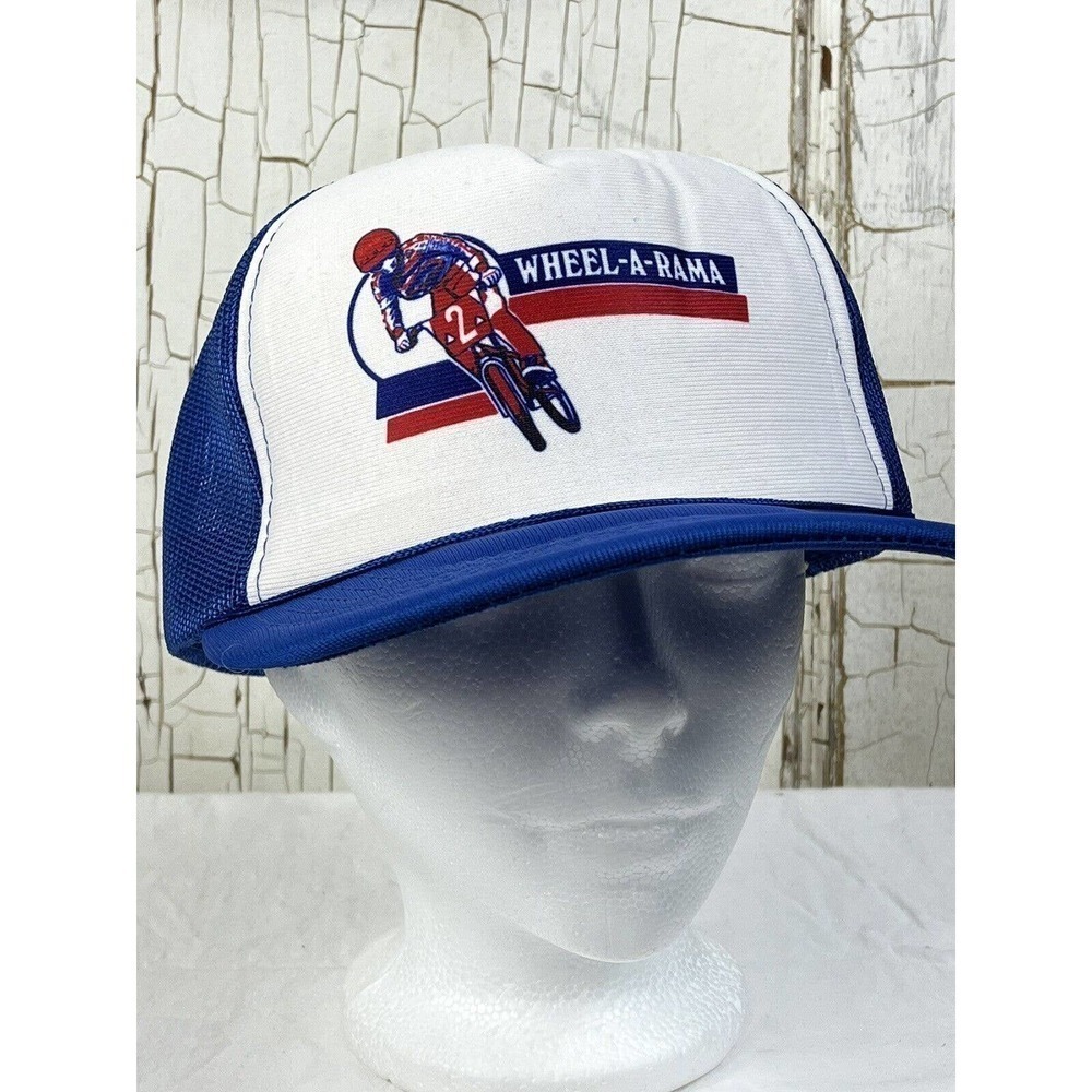 Vtg 70 80's WHEEL -a- RAMA Mesh TRUCKER Hat Snapback MOTORCYCLE Baseball Cap